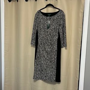 Black and White Lauren by Ralph Lauren Bodycon Dress with Ruching!
